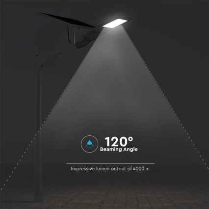 LED Aptumšojama saules enerģijas street lampa SAMSUNG CHIP LED/50W/6,4V 4000K IP65 + tālvadības pults