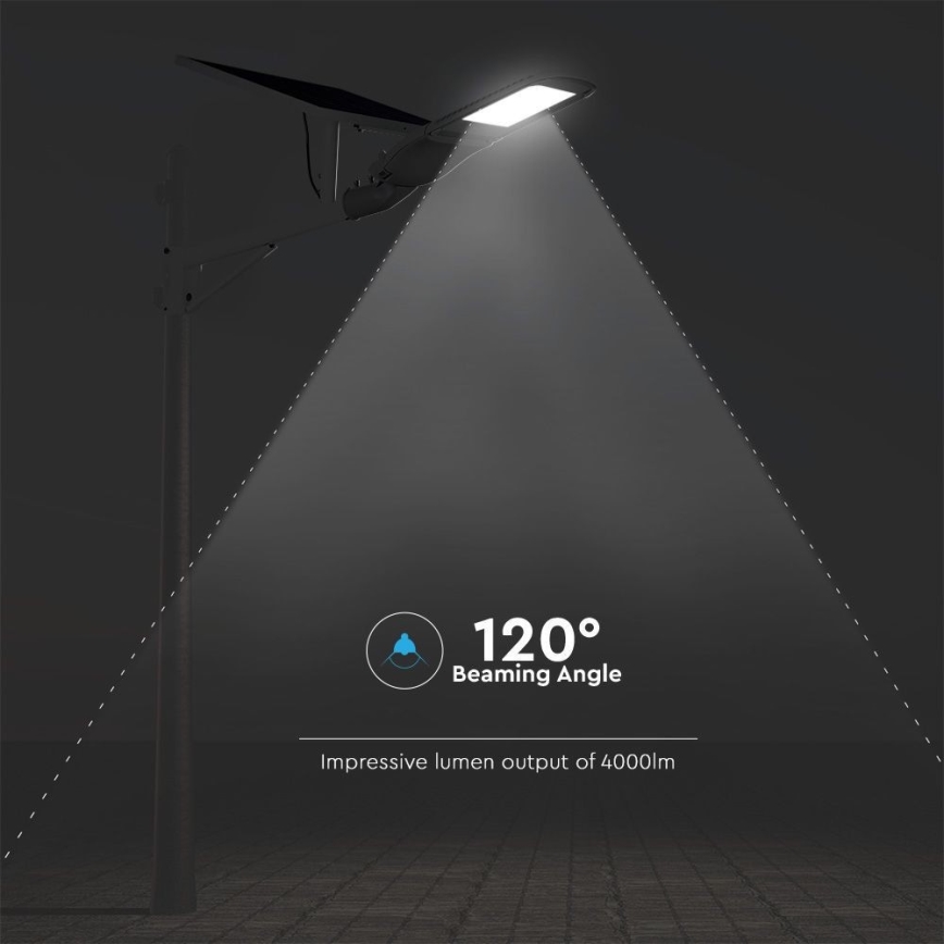 LED Aptumšojama saules enerģijas iela lampa SAMSUNG CHIP LED/50W/6,4V 4000K IP65 30000 mAh + tālvadības pults