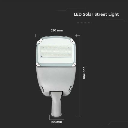 LED Aptumšojama saules enerģijas iela lampa SAMSUNG CHIP LED/50W/6,4V 4000K IP65 30000 mAh + tālvadības pults