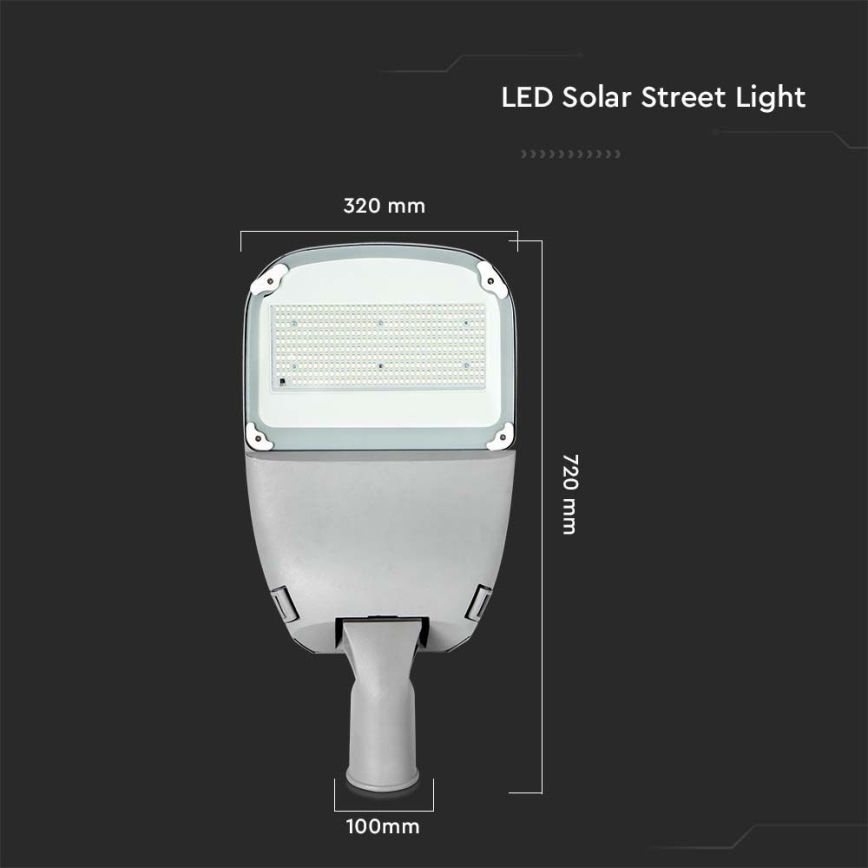 LED Aptumšojama saules enerģijas iela lampa SAMSUNG CHIP LED/50W/6,4V 4000K IP65 30000 mAh + tālvadības pults