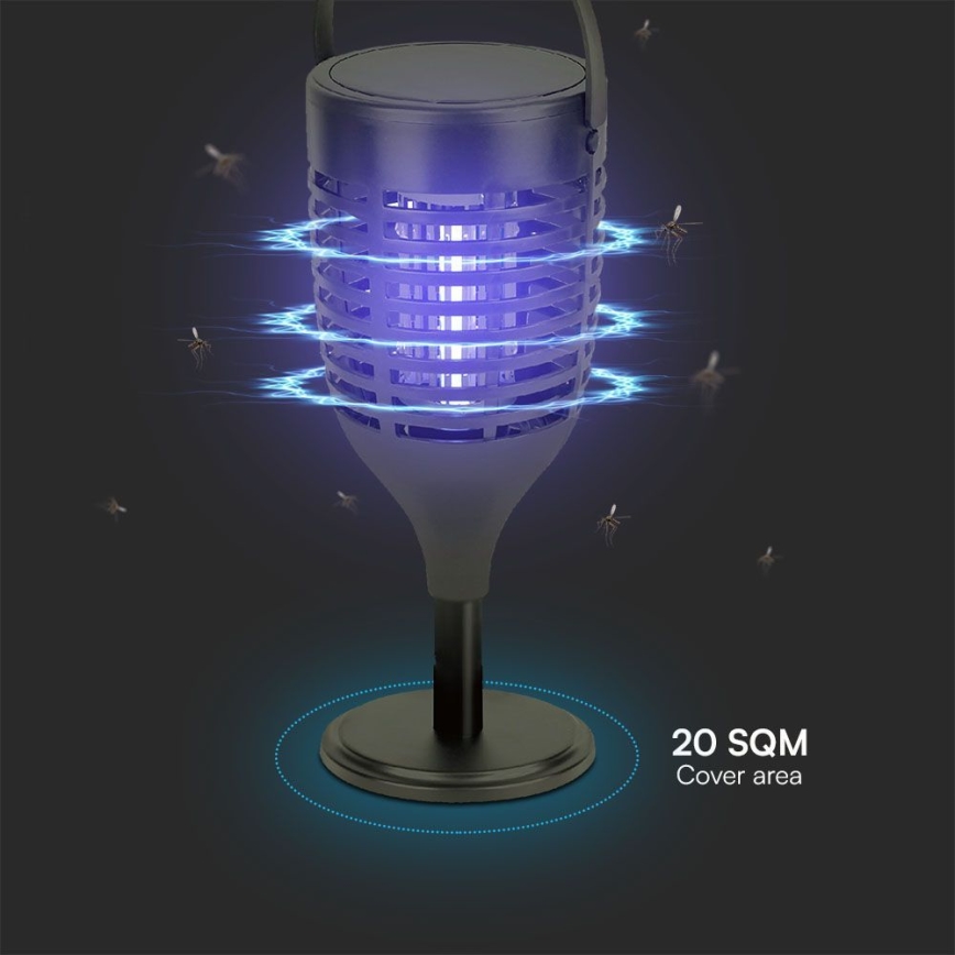 LED Saules enerģijas kukaiņu iznīcinātājs 3in1 LED/1,3W/3,7V IP24 20 mm 2200 mAh