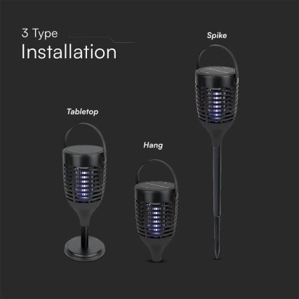 LED Saules enerģijas kukaiņu iznīcinātājs 3in1 LED/1,3W/3,7V IP24 20 mm 2200 mAh