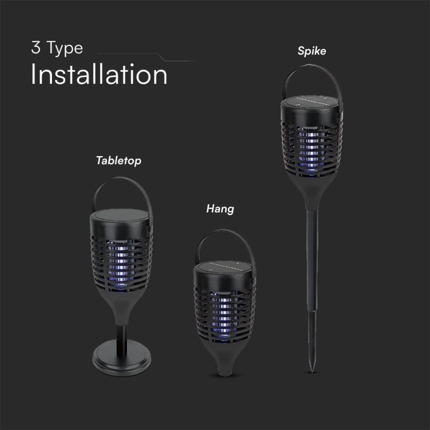 LED Saules enerģijas kukaiņu iznīcinātājs 3in1 LED/1,3W/3,7V IP24 20 mm 2200 mAh