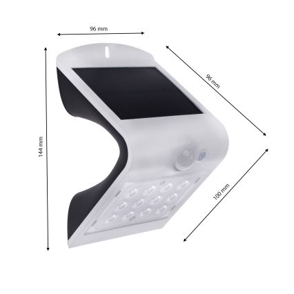 LED Saules enerģijas lampa ar kustību sensoru LED/1,5W/1200 mAh 3,7V IP65