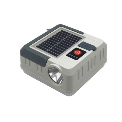 LED Aptumšojama uzlādējams saules enerģijas lampa ar lādētājakumulatora funkciju LED/1W/5,5V 8000K IPX4 1200 mAh pelēka