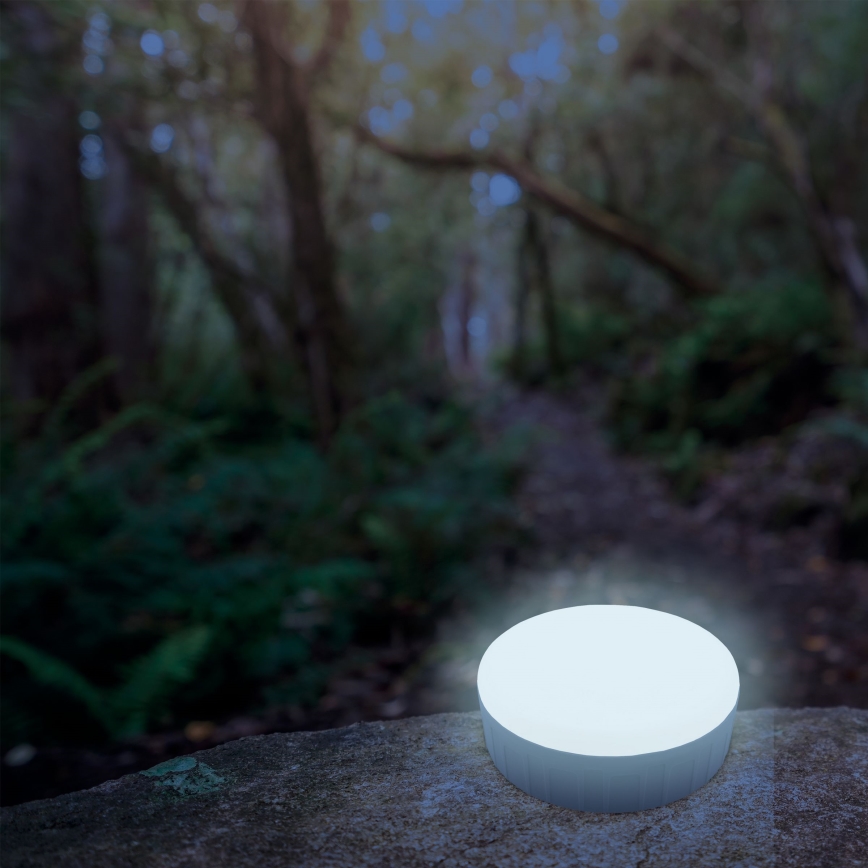LED Aptumšojama uzlādējams saules enerģijas lampa ar lādētājakumulatora funkciju K3 LED/2W/5,5V 6500K IPX4 2400 mAh melna/balta