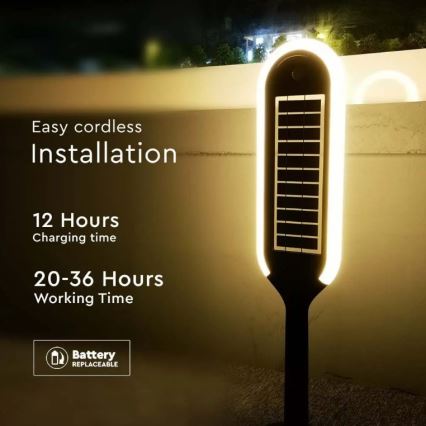 LED Saules enerģijas lampa ar sensoru BOLLARD LED/5W/5,5V 70 cm 3000K IP65 2000 mAh
