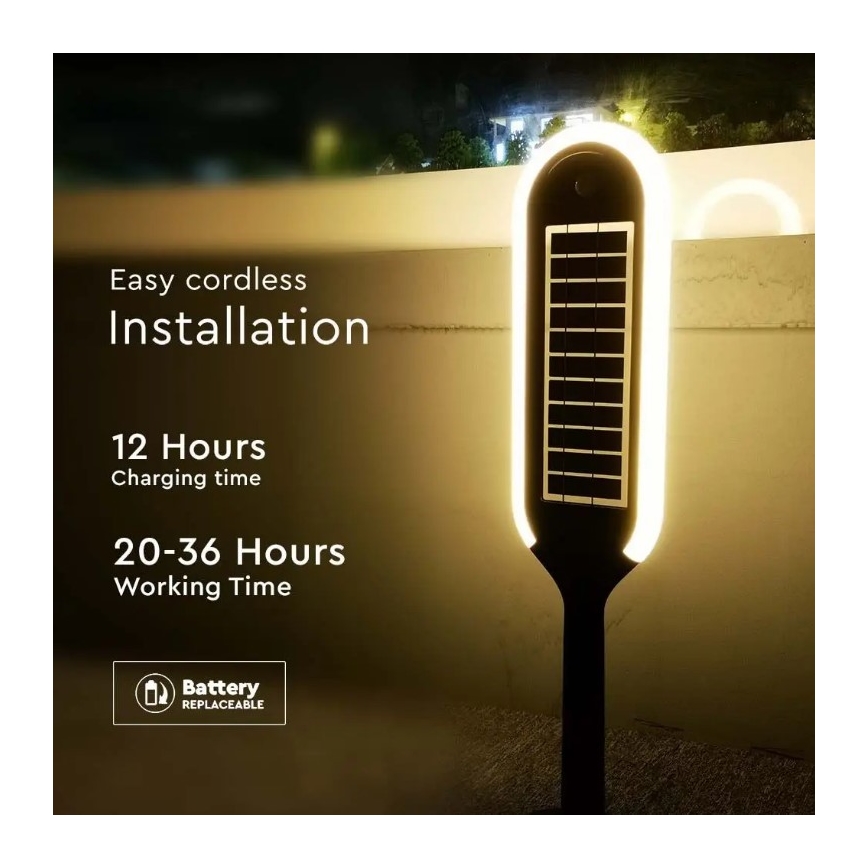LED Saules enerģijas lampa ar sensoru BOLLARD LED/5W/5,5V 70 cm 3000K IP65 2000 mAh