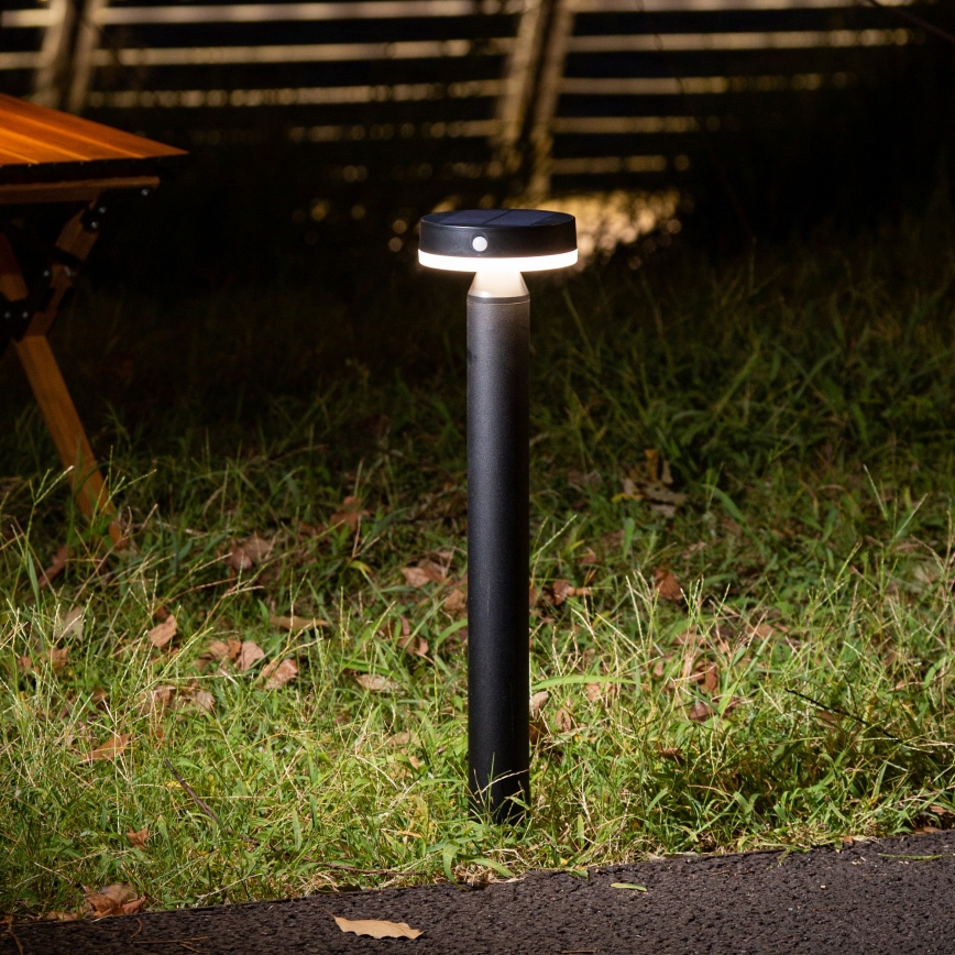 LED Saules enerģijas lampa ar sensoru GWINEA LED/4,5W/3,7V 2000 mAh 50 cm IP44 melna