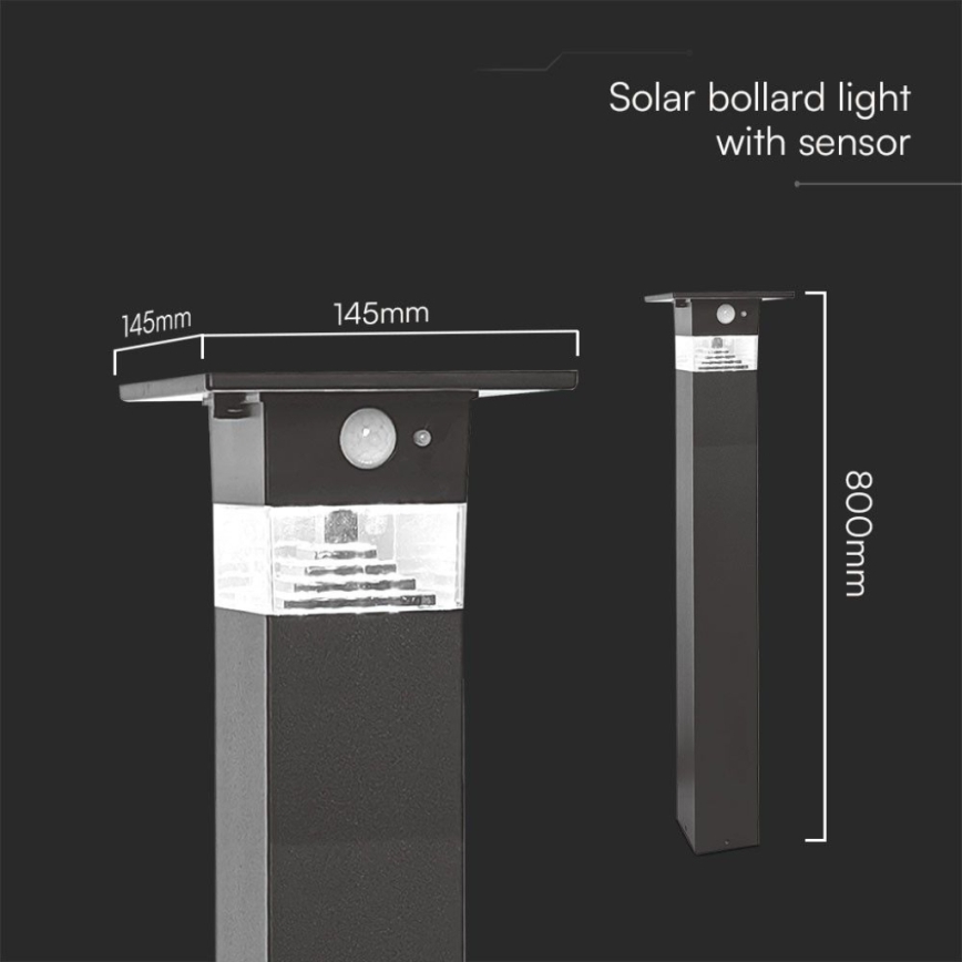 LED Saules enerģijas lampa ar sensoru LED/2,5W/3,7V IP54 3000K