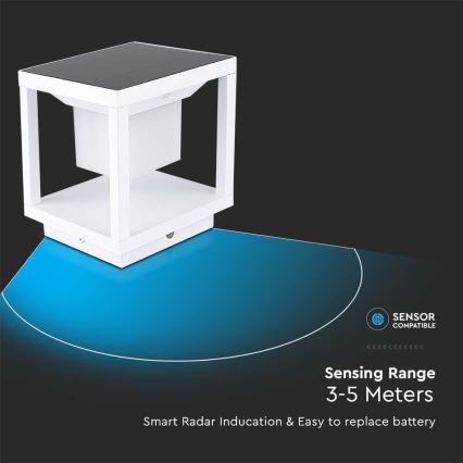 LED Saules enerģijas lampa ar sensoru LED/2W/5,5V 3000K IP65 2600 mAh balta