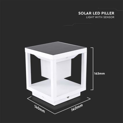 LED Saules enerģijas lampa ar sensoru LED/2W/5,5V 3000K IP65 2600 mAh balta