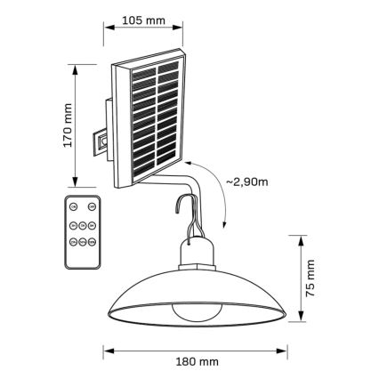 LED Saules enerģijas lampa CELINA LED/1,8W/3,7V IP44 + tālvadības pults