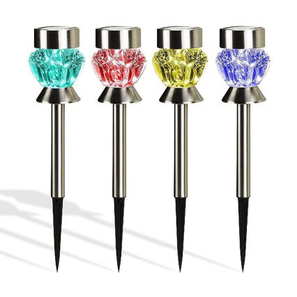 LED  Saules enerģijas lampa CRYSTAL 2xLED-RGB/0,02W/1xAAA matēta hroma