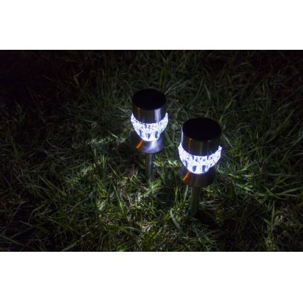 LED  Saules enerģijas lampa CRYSTAL 2xLED-RGB/0,02W/1xAAA matēta hroma