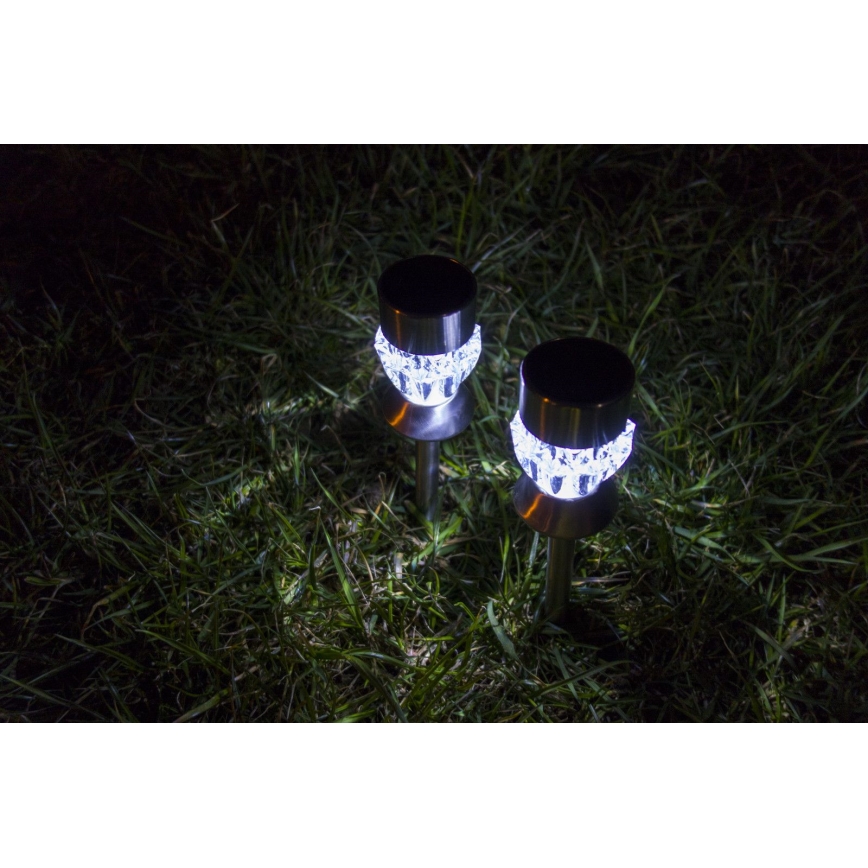 LED  Saules enerģijas lampa CRYSTAL 2xLED-RGB/0,02W/1xAAA matēta hroma
