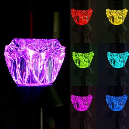 LED  Saules enerģijas lampa CRYSTAL 2xLED-RGB/0,02W/1xAAA matēta hroma