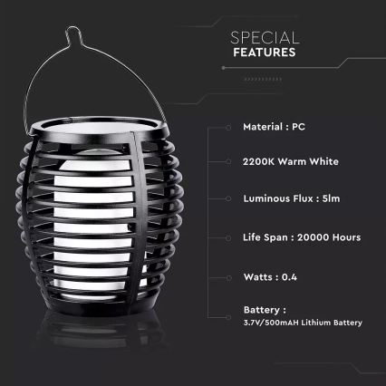 LED Saules enerģijas lampa FLAME 4in1 1xLED/0,45W/3,7V IP44 500 mAh