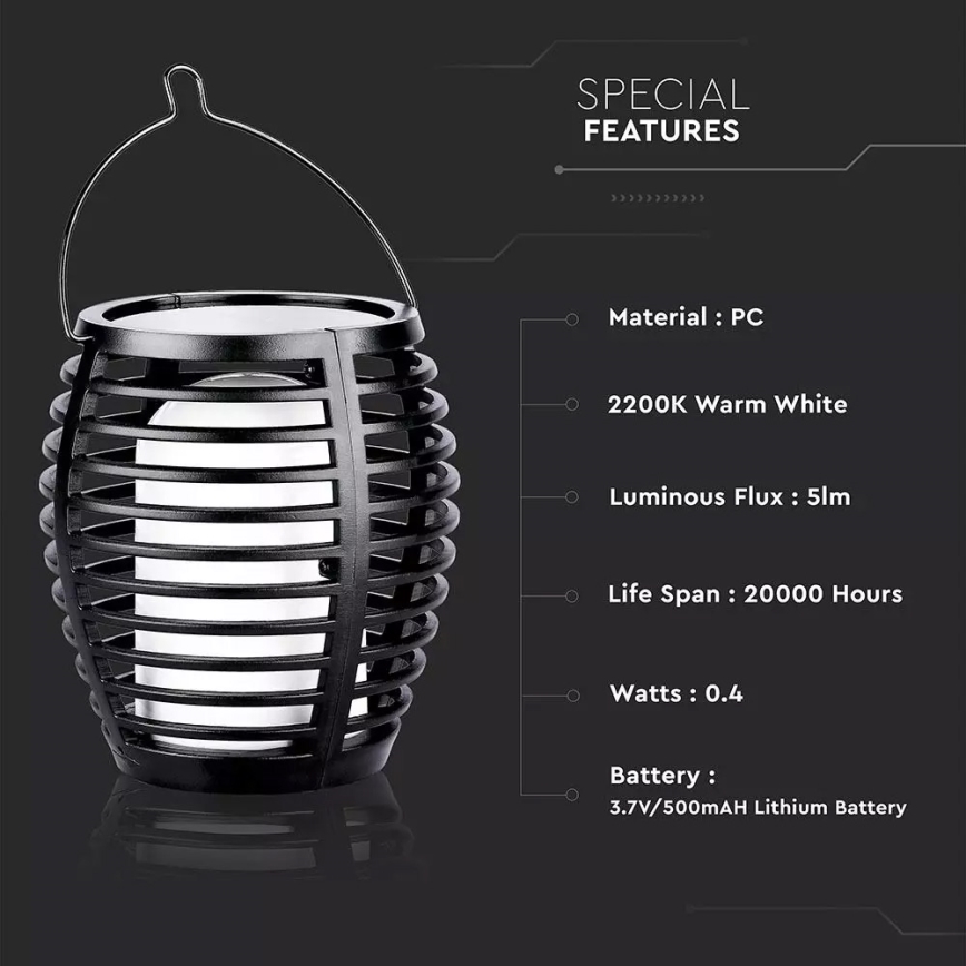 LED Saules enerģijas lampa FLAME 4in1 1xLED/0,45W/3,7V IP44 500 mAh