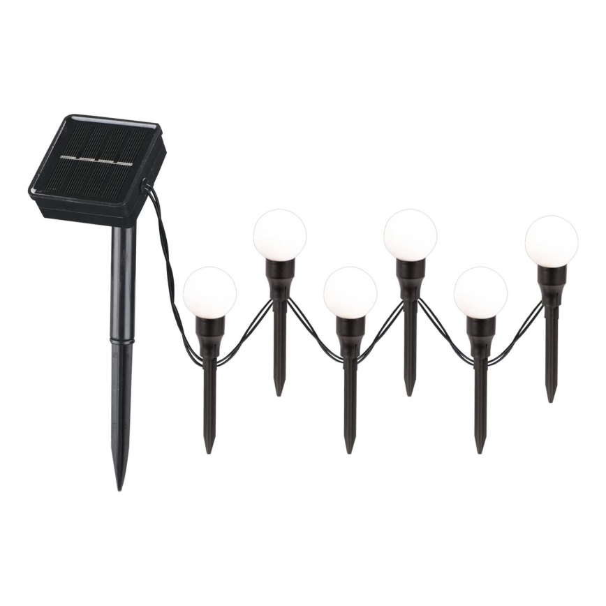LED Saules enerģijas lampa KULKI 6xLED/1,2V 600 mAh 4,3 m IP44 melna/balta