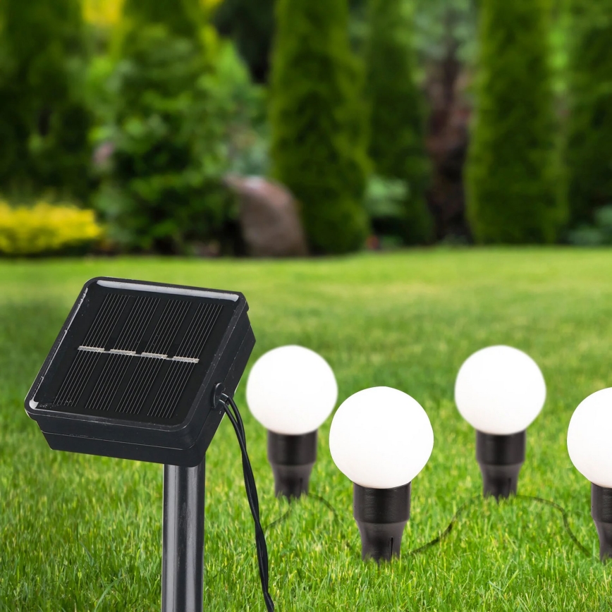 LED Saules enerģijas lampa KULKI 6xLED/1,2V 600 mAh 4,3 m IP44 melna/balta