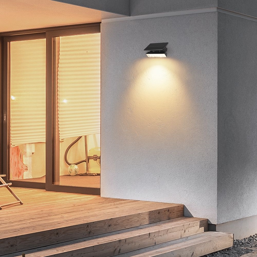 LED Saules enerģijas lampa LED/0,9W/3,7V 3000K IP65 melna
