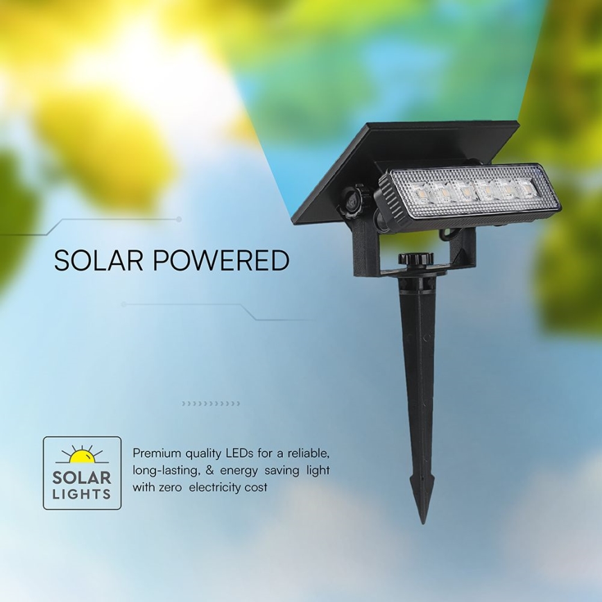 LED Saules enerģijas lampa LED/0,9W/3,7V 3000K IP65 melna