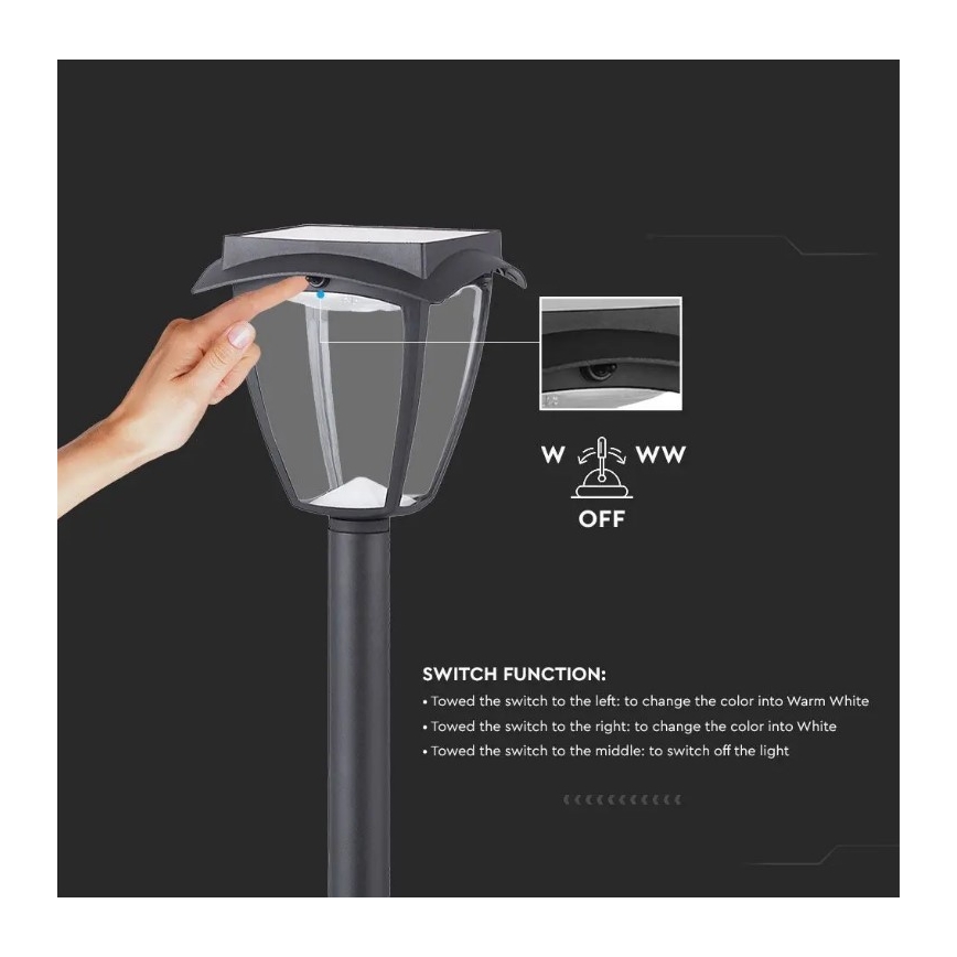 LED Saules enerģijas lampa LED/2W/230V 93 cm 3000/6000K IP65