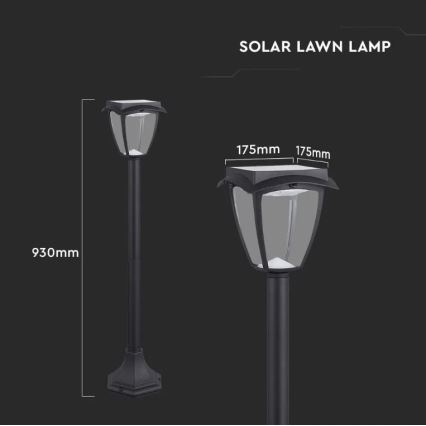 LED Saules enerģijas lampa LED/2W/230V 93 cm 3000/6000K IP65