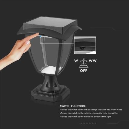 LED Saules enerģijas lampa LED/2W/3,7V 3000/6000K IP65 2200 mAh