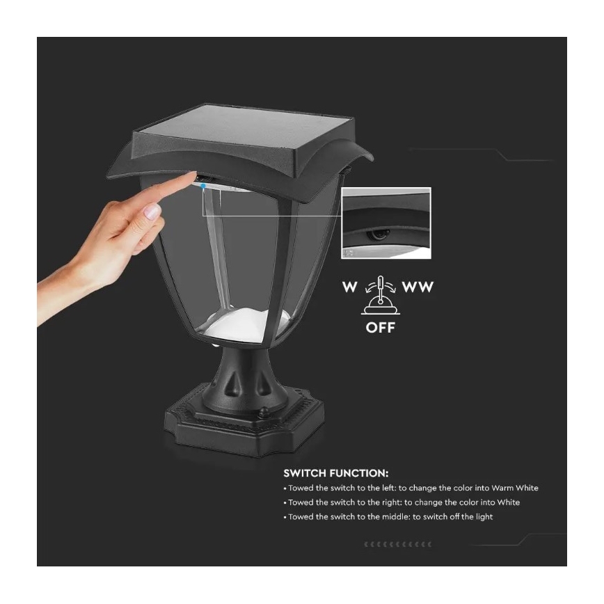 LED Saules enerģijas lampa LED/2W/3,7V 3000/6000K IP65 2200 mAh