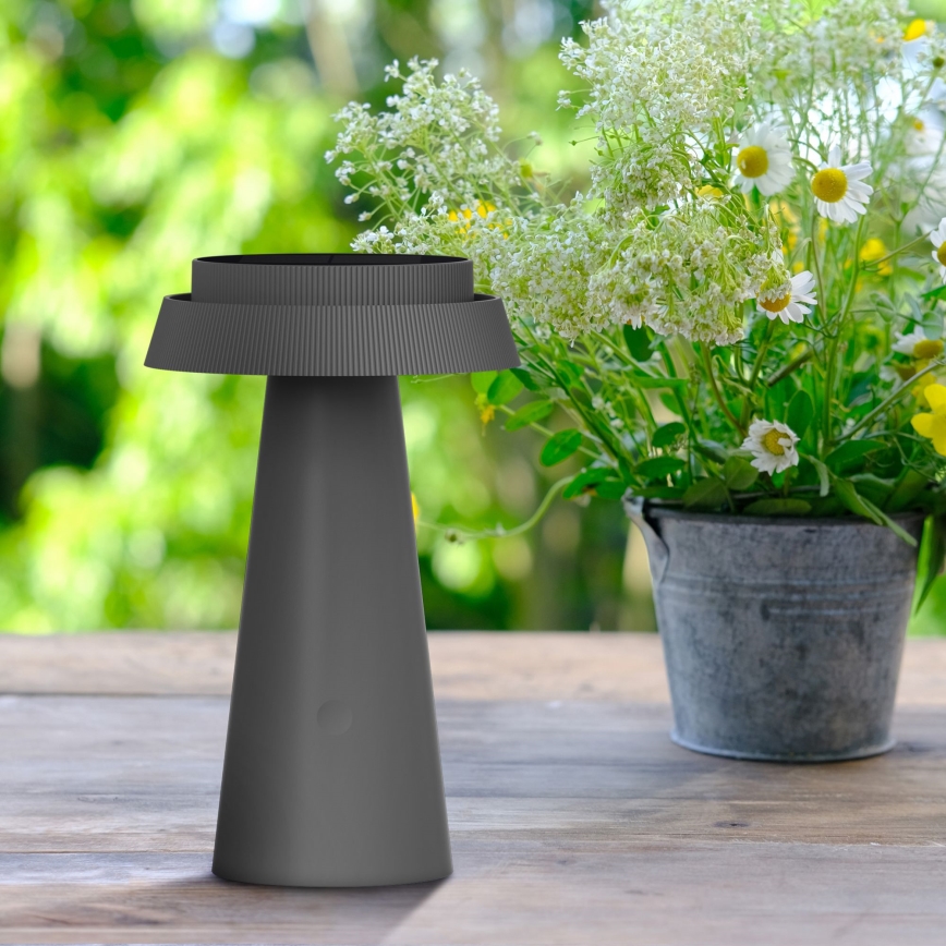 LED Aptumšojama skārienvadāma saules enerģijas lampa MARAKESZ LED/3,7V USB 3600 mAh 1800/2700/3000K IP54 pelēka