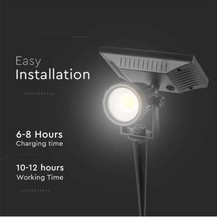 LED Saules enerģijas lampa SPIKE LED/2W/5,5V IP65 3000K 1200 mAh