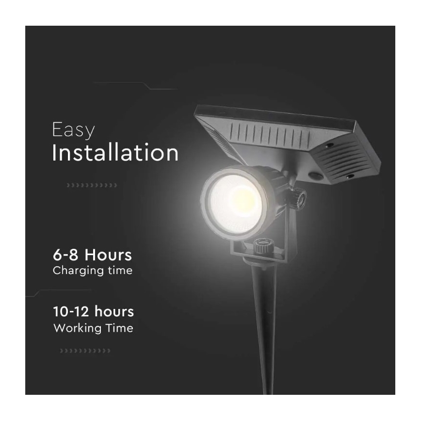 LED Saules enerģijas lampa SPIKE LED/2W/5,5V IP65 3000K 1200 mAh