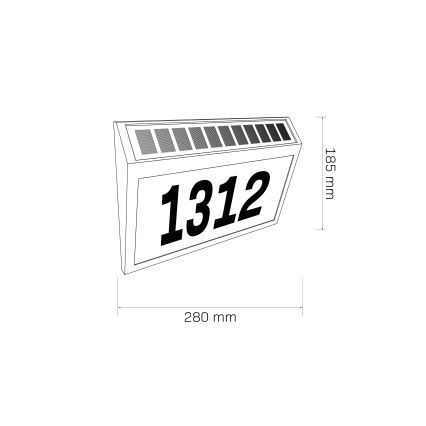 LED Saules enerģijas mājas numurs NUMERO LED/3,7V 6000K 1200 mAh IP44 melna