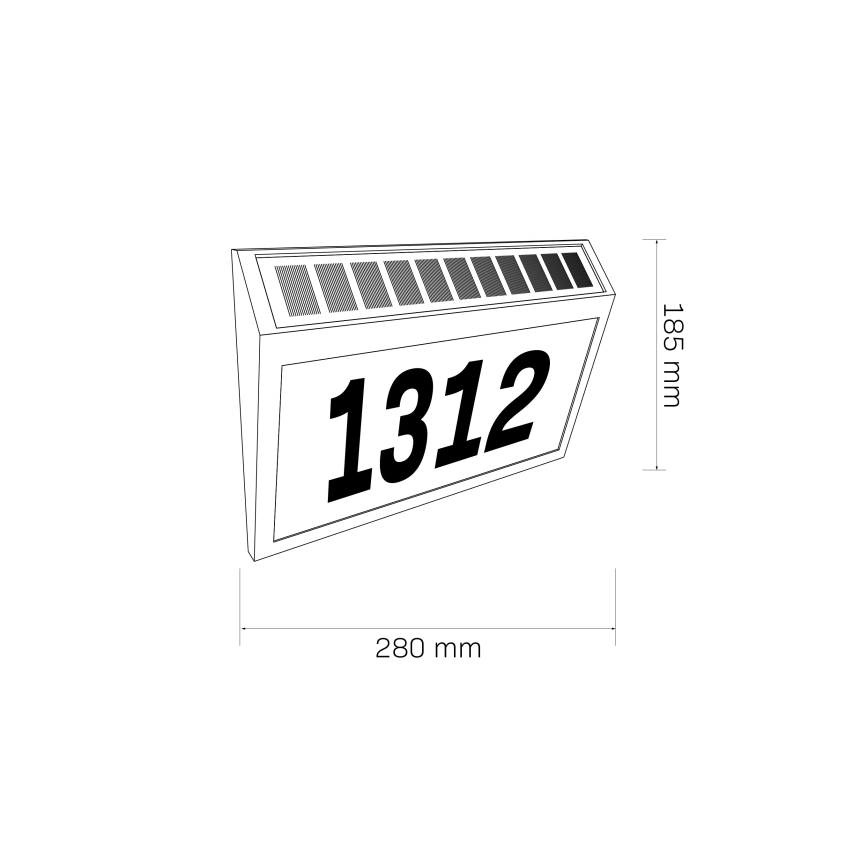 LED Saules enerģijas mājas numurs NUMERO LED/3,7V 6000K 1200 mAh IP44 melna