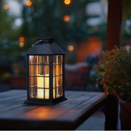 LED Saules enerģijas piekaramā lampa LED/0,02W/1,2V 1xAA 2700K IP44 200 mAh melna