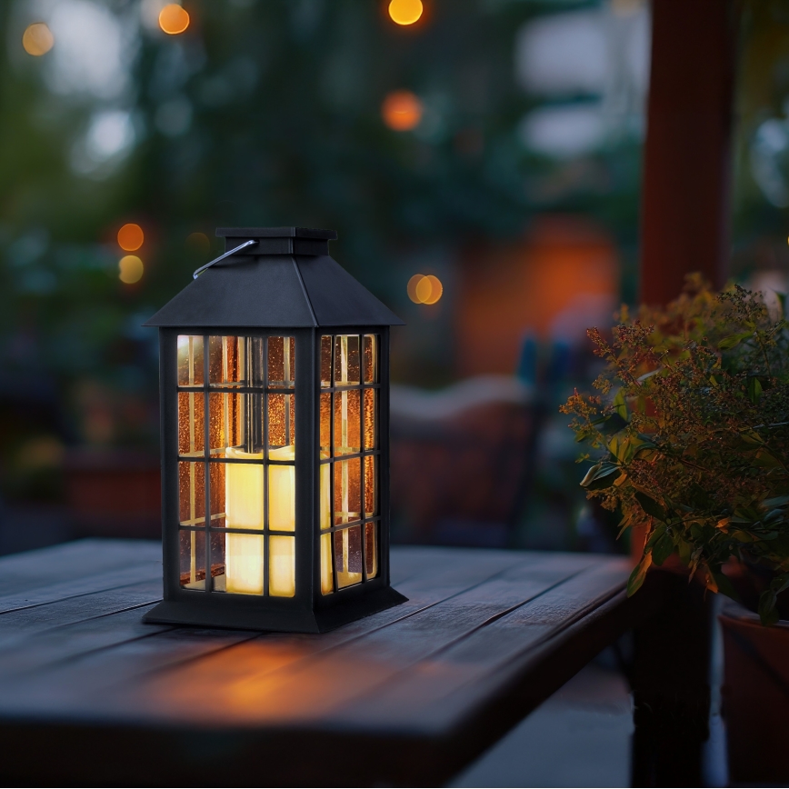 LED Saules enerģijas piekaramā lampa LED/0,02W/1,2V 1xAA 2700K IP44 200 mAh melna