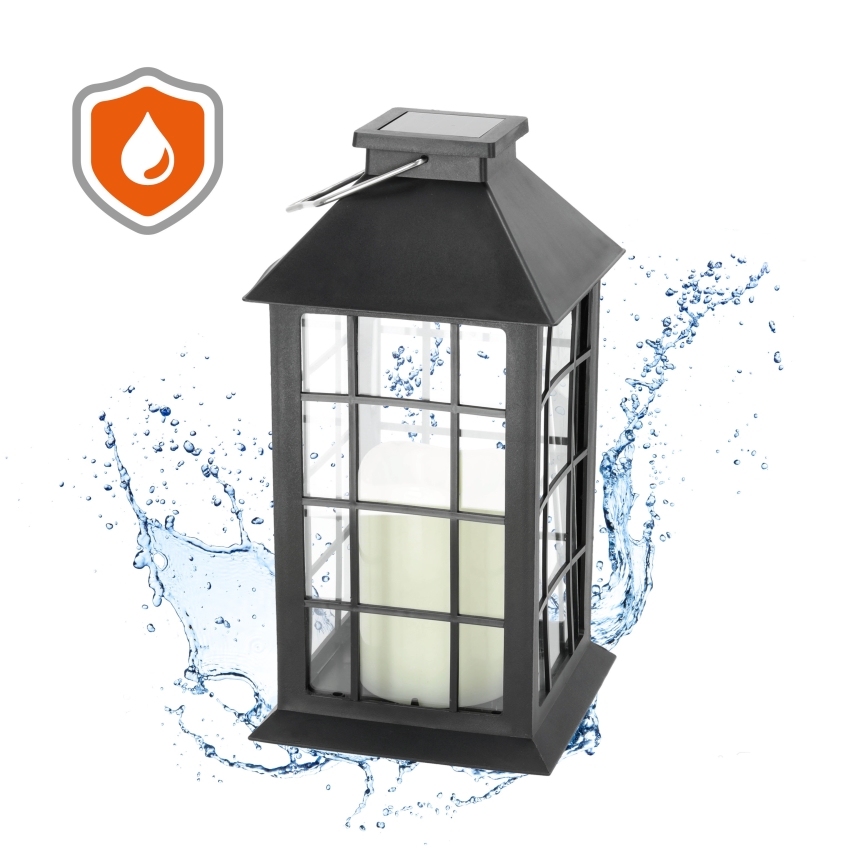 LED Saules enerģijas piekaramā lampa LED/0,02W/1,2V 1xAA 2700K IP44 200 mAh melna