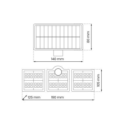 LED Saules enerģijas prožektors ar kustību un krēslas sensoru LED/20W/3,7V 1200 mAh IP44 + tālvadības pults