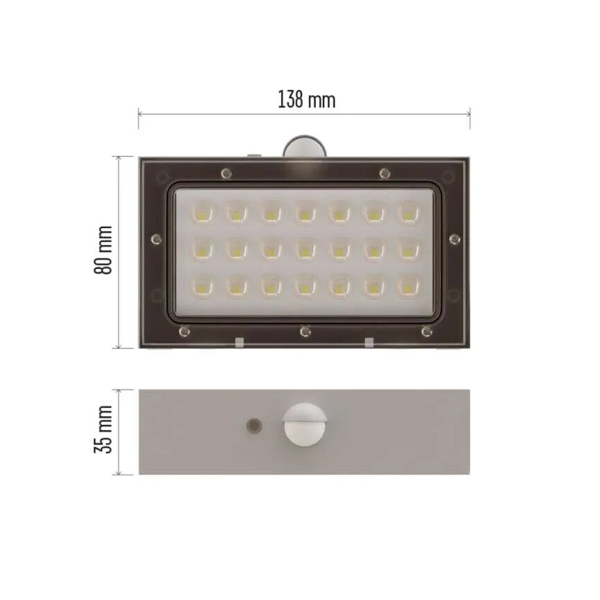 LED Saules enerģijas prožektors ar kustību sensoru LED/3,7V 1200mAh 4000K IP65 balta