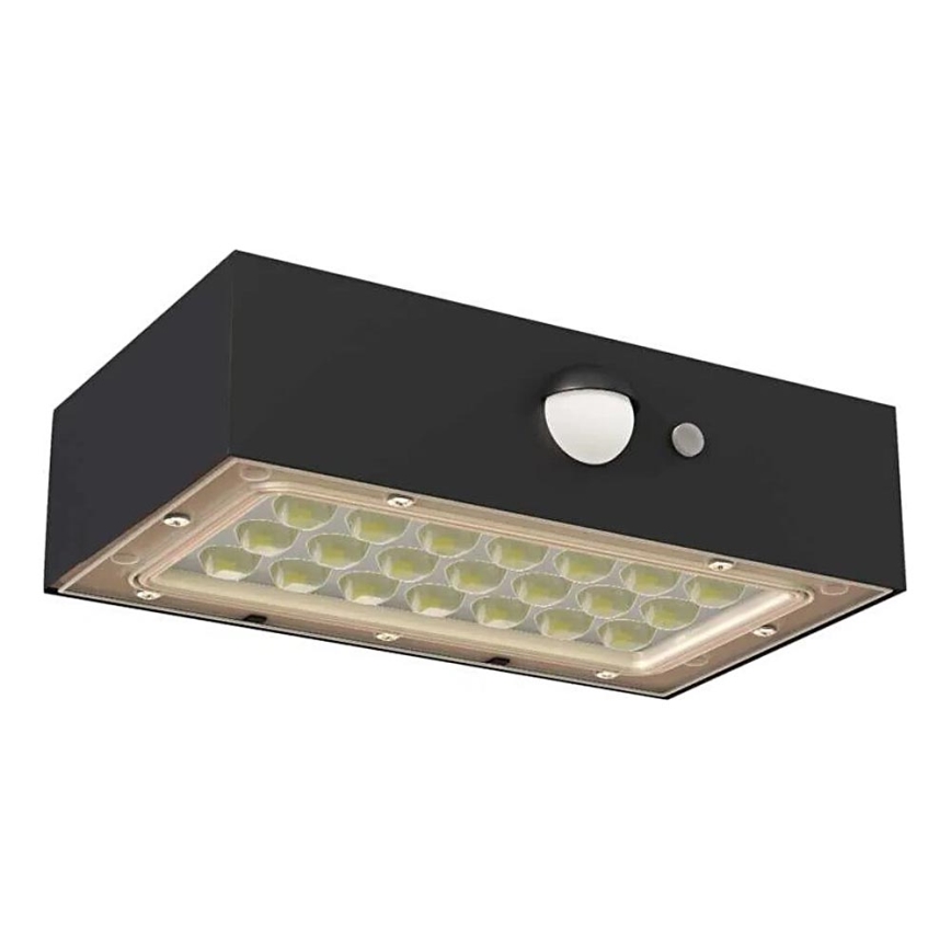 LED Saules enerģijas prožektors ar kustību sensoru LED/3,7V 1200mAh 4000K IP65 melna