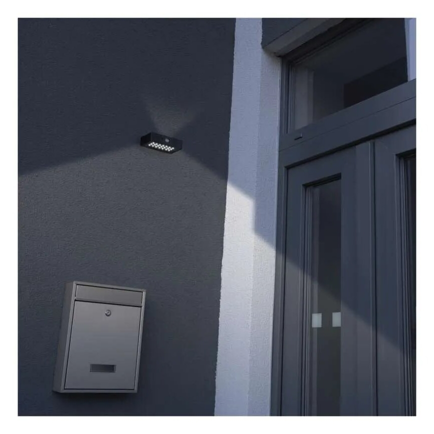LED Saules enerģijas prožektors ar kustību sensoru LED/3,7V 1200mAh 4000K IP65 melna