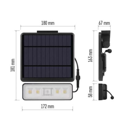 LED Saules enerģijas prožektors ar kustību sensoru LED/3,7V 2500mAh 4000K IP54
