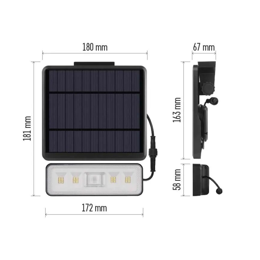 LED Saules enerģijas prožektors ar kustību sensoru LED/3,7V 2500mAh 4000K IP54