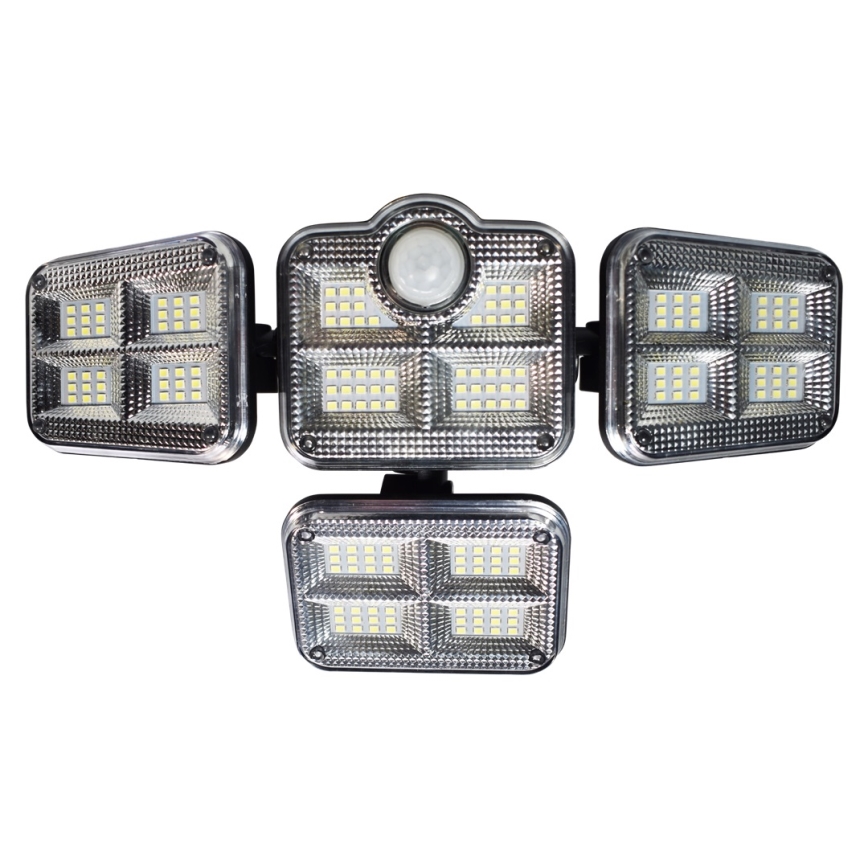 LED Saules enerģijas prožektors ar kustību un krēslas sensoru LED/30W/3,7V 2400 mAh IP47 + tālvadības pults