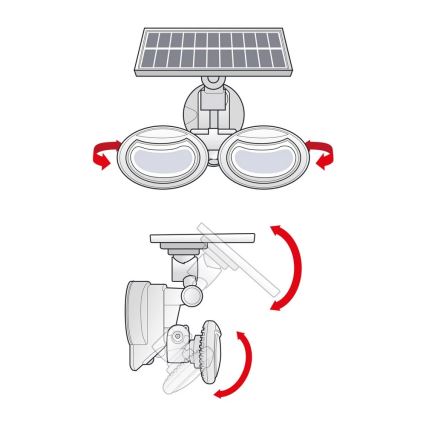 LED Saules enerģijas prožektors ar sensoru 2xLED/4W/5V IP65 2000 mAh