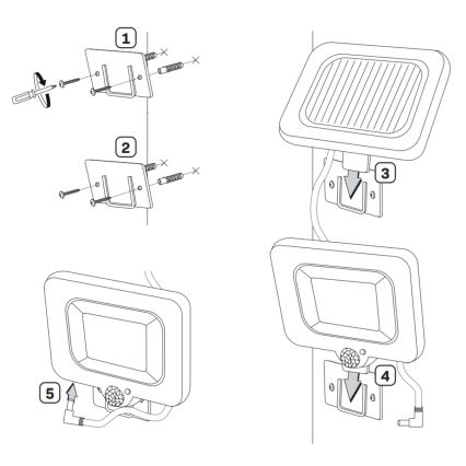 LED Saules enerģijas prožektors ar sensoru DUO LED/1W/3,7V 1200 mAh IP44