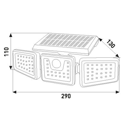 LED Saules enerģijas prožektors ar sensoru LED/14W/3,7V 1800 mAh IP54