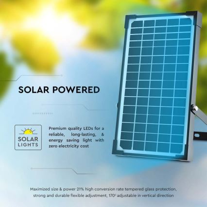LED Saules enerģijas prožektors ar sensoru LED/30W/6,4V 4000K 6000 mAh + tālvadības pults